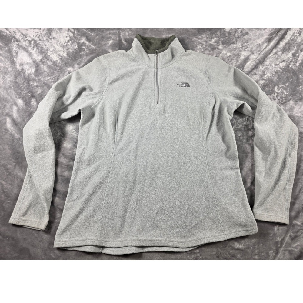 The North‎ Face Fleece Pullover Womens Large Mist Grey Polartec 1/4 Zip